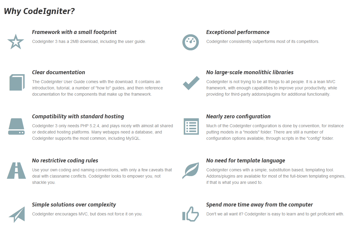 Pourquoi CODEIGNITER ?